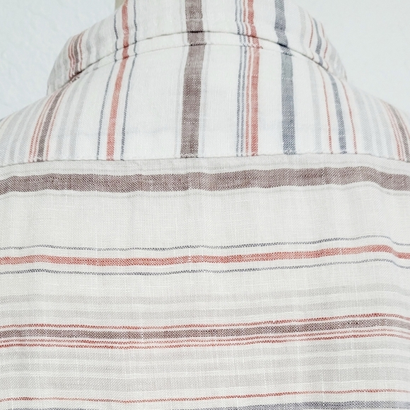 Garnet Hill Easy care 100% Linen Tunic Stripped Buttonup Blouse Oversized Size S - Picture 4 of 11